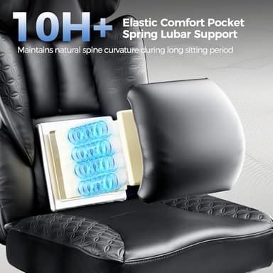 GTRACING Big and Tall Gaming Chair 400lbs Heavy Duty Office Chair with Foot Rest & Ergonomic Pocket Spring Lumbar Support, High Back 3D Saddle Shaped Cushion for Back Pain Relief, Matte-Black - Image 4