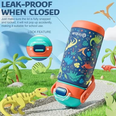 Fimibuke Kids Insulated Water Bottle with Straw Lid & Handle - 14oz BPA FREE 18/8 Stainless Steel Metal Tumbler Leak Proof Double Wall Vacuum Kids Cup Toddler Water Bottle for School Boys Girls - Image 6