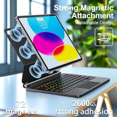 for iPad 11th (A16) & 10th Generation Case with Keyboard – Magic-Style Magnetic – Floating Cantilever Stand - Multi-Touch Trackpad Keyboard Case for iPad 11 inch 2025&10th Gen 10.9 inch (Black) - Image 3