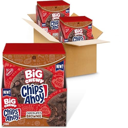 CHIPS AHOY! Big Chewy Chocolate Chip Cookies, Chocolatey Brownie, 14 Snack Packs (1 Cookie Per Pack) - Image 1
