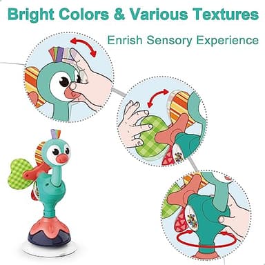 iPlay, iLearn Baby Rattles Set, Infant High Chair Toys W/Suction Cup, Grab N Spin, Interactive Development Baby Tray Toy, Newborn Gifts for 6, 9, 12, 18, 24 Months, 1 2 Year Olds, Boys Girls Kids - Image 4