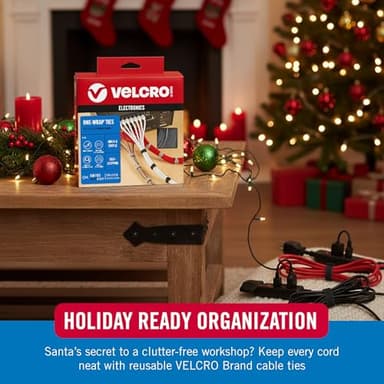 VELCRO Brand 150pk Cable Ties Value Pack, 8in | Stocking Stuffer Gifts for Tech Lovers | For Wire Management and Cord Organizer | Replace Zip Ties with Reusable Straps, Reduce Waste - Image 2