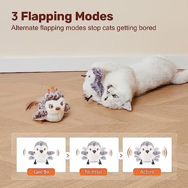 Potaroma Cat Toys 2 Pcs Flapping Sandpiper Pair-Mate, Lifelike Birds Chirp, Chargeable Touch Activated Kitten Fun Interactive Kitty Exercise with Catnip for All Breeds - Image 3