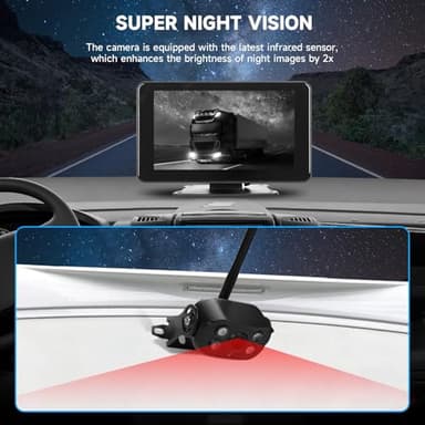 Wireless Backup Camera for Truck. Rv - Vehicle Backup Camera with 7'' 1080P HD Monitor - IP69 Waterproof Reverse Camera with BSD Alert and Night Vision for Car, Van, SUV, Trailer and Camper - Image 3