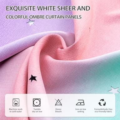 XiDi Curtains for Girls Bedroom Kids Room Unicorn Princess Theme Room Darkening 63 inches Long Wall Decals Pink Purple Green, W52 X L63 - Image 7