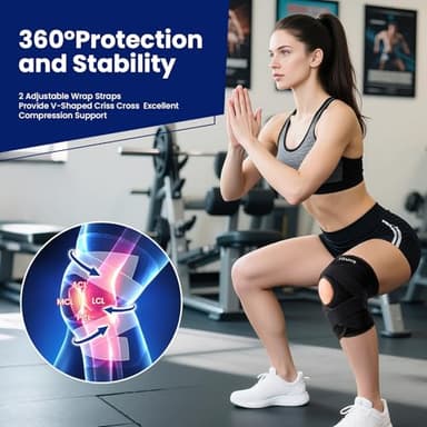 JOMVD Knee Brace for Knee Pain, Meniscus Tear, Adjustable Knee Support with Side Spring Stabilizers for Meniscus Tear, Arthritis, Patella Stability, Knee Pain Relief, Women and Men - Image 4
