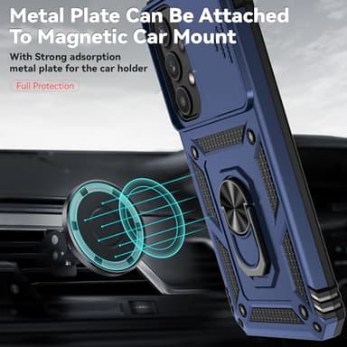 for Samsung Galaxy A35 5G Case with Camera Lens Cover HD Screen Protector, Dual Layer Military-Grade Drop Tested Magnetic Ring Holder Kickstand Protective Phone Case for Samsung Galaxy A35 5G (Navy) - Image 2