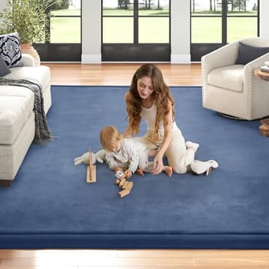 ILPEOD Baby Play Mat 1.2" Thick Memory Foam Nursery Rug Area Rug, 13’1” X 6’7” Yoga Mat Playmat Crawling Mat for Baby,Toddlers,Infants,Kids,Floor Mat Tatami Mat for Living Room with Non-Slip(Blue) - Image 5