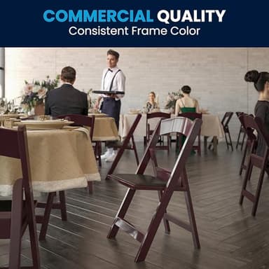 Flash Furniture Hercules Series Folding Chair - Red Mahogany Resin – 2 Pack 800LB Weight Capacity Comfortable Event Chair - Light Weight Folding Chair - Image 8