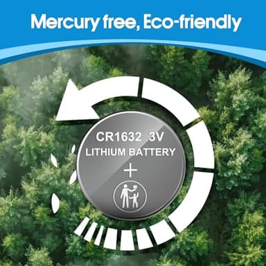 CR1632 Lithium Battery 3V, 5 Count Pack CR 1632 3 Volt Button Coin Cell Batteries for Car Key Fob, Watch, Thermometer, Remote Control - Image 7