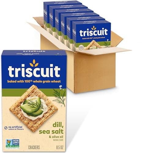 Triscuit Dill, Sea Salt & Olive Oil Whole Grain Wheat Crackers, Lunch Snacks, Bulk Snack Crackers, 6 - 8.5 oz Boxes - Image 1