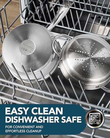 MICHELANGELO Stainless Steel Saucepans with Steamer 5Pcs, 18/10 Saucepan Set with Glass Lids, Sauce Pot Set with Triply Bottom Induction Compatible - 1QT & 2QT - Image 5