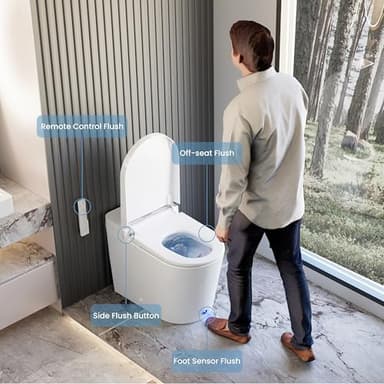 Casta Diva Smart Toilet with Bidet Built in, Bidet Toilet with Wider Heated Seat, Warm Water & Dryer, Foot Sensor Auto Flushing, Night Light, Remote Control 1.28GPF(CD-K020) - Image 6