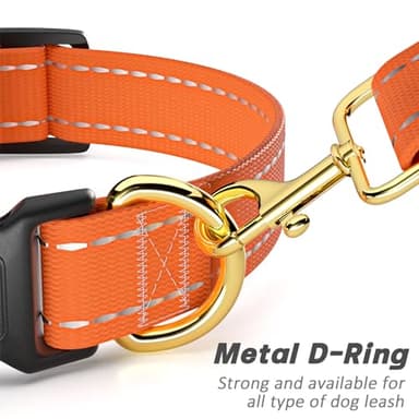 TMOODEL Reflective Dog Collar for Large Dogs, Cute Adjustable Heavy-Duty Nylon Puppy Collars for Boy and Girl Female, Soft Pet Accessories with Quick Release Buckle, Neck 16-24", Orange - Image 5