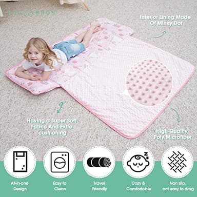 ACRABROS Toddler Nap Mat with Pillow and Blanket, Extra Large Rolled Napping Mats,Slumber Bags for Boys Girls,Kids Sleeping Bag for Daycare, Preschool Travel Camping, Unicorn - Image 4