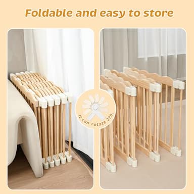 Playpen Large Foldable Play Pen for Toddlers 1-3,Easy Assemble Play Yard Wooden Baby Gates with Door,Expandable Play pens for Kids Safety Baby Playpen with Lock 67x101x24Inch(Foldable Connector) - Image 7