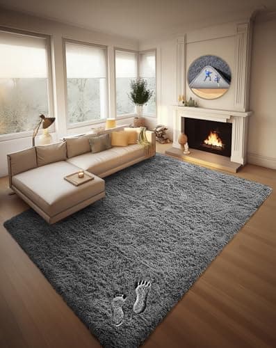 Ophanie 8x10 Area Rugs for Living Room, Upgrade Non-Slip Fluffy Soft Large Shag Bedroom Carpet, Grey Big Indoor Thick Nursery Rug, Gray Carpets for Boy and Girls Room Dorm Home Decor Aesthetic - Image 1