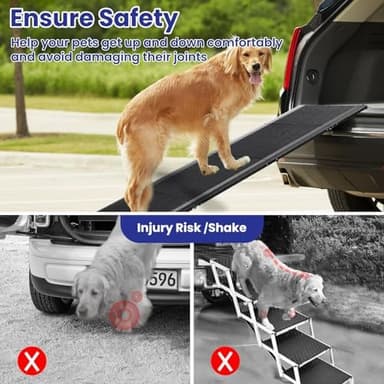 Dog Ramp for Car, 71''x 17'' Extra Long Folding Dog Ramps, Pet Ramp for Large Dogs with Non-Slip Rug Surface, Portable Dog Steps Up to 200LBS, Outdoor Dog Ramp for Car, SUV, Truck - Image 4