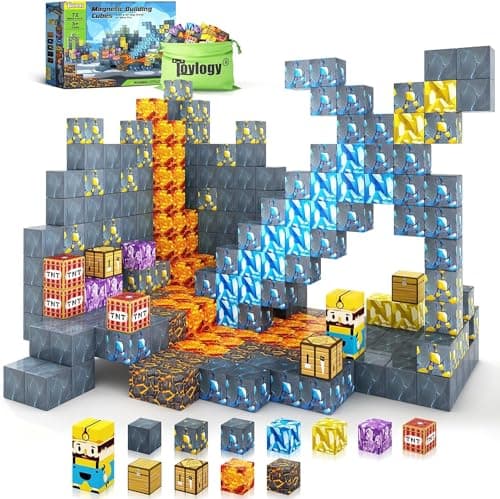 Magnetic Blocks-Build Mine Magnet World Sword Edition Mine Sword Caverns Magnet Classroom Must Haves Toddler Toys for Boys & Girls Age 3-4 4-5 6-8, Sensory Montessori Toys for Kids for 3+ - Image 1