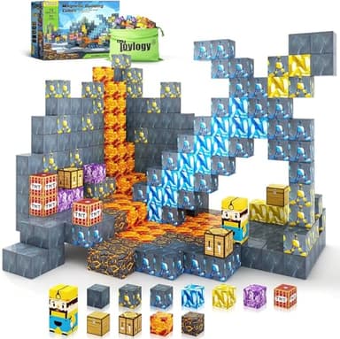 Magnetic Blocks-Build Mine Magnet World Sword Edition Mine Sword Caverns Magnet Classroom Must Haves Toddler Toys for Boys & Girls Age 3-4 4-5 6-8, Sensory Montessori Toys for Kids for 3+ - Image 1