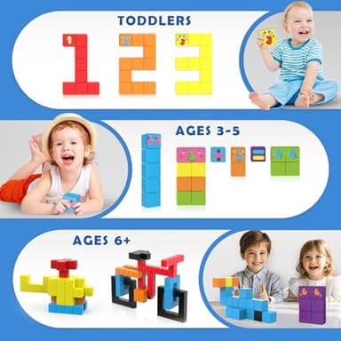 Magnetic Blocks World Building Blocks Edition, STEM Educational Montessori Sensory Learning Toddlers Toys for 3 4 5 Year Old Boys Girls, Number Games 1-10, Birthday Gifts for 3-5 4-8 Year Old Kids - Image 7