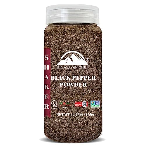 Himalayan Chef Organic Black Pepper Powder Shaker - 6.17Oz (175g), Free from Artificial Colors & Additives, Non GMO & Kosher Certified, Black Pepper Shaker - Image 1