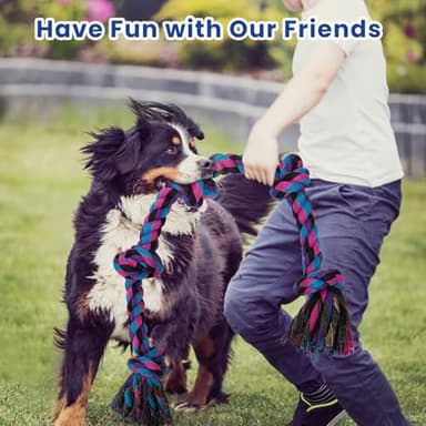 Heavy Duty Dog Rope Toys for Aggressive Chewers - 2 Pack Indestructible Tug of War Toys for Medium to Large Breeds, 100% Cotton for Boredom and Teeth Cleaning - Image 7