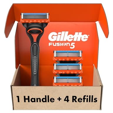 Gillette Fusion5 Razors for Men, 1 Razor, 4 Blade Refills, Lubrastrip for a More Comfortable Shave - Image 1