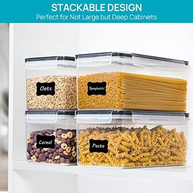Vtopmart Airtight Food Storage Containers with Lids 8PCS Set 3.2L, Plastic Spaghetti Container for Pasta organizer, BPA Free Air Tight House Kitchen Pantry Organization - Image 5