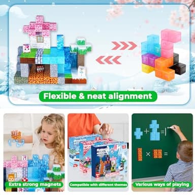 ToyUnited Magnetic Blocks-150PCS Magnetic Building Blocks Magnet Cubes Stacking Dark Forest Glacier Castle, STEM Montessori Sensory Toys for Kids Boys Girls Ages 4-8 Holiday Birthday Easter Gifts - Image 5