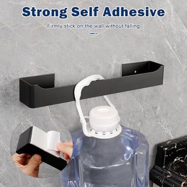 NearMoon Self Adhesive Hand Towel Holder/Towel Ring, Stainless Steel Hand Towel Bar Rustproof Stick on Wall-Towel Rack for Bathroom/Kitchen, Square Sticky and Wall Mounted (14 Inch, Matte Black) - Image 6