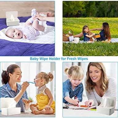 LEQXGO Baby Wipes Dispenser, Wipes Dispenser Baby Wipes Case, Baby Wipe Holder for Fresh Wipes, Non-Slip Wipes Case, Wipe Container with Sealing Design Lid (White) - Image 3