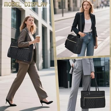 RAINSMORE Laptop Bag for Women 15.6Inch Teacher Tote Bag Work Bags for Women Nurse Bag Professional Laptop Tote Computer Messenger Laptop Briefcase Large Handbag for Office College Nursing, Black - Image 7