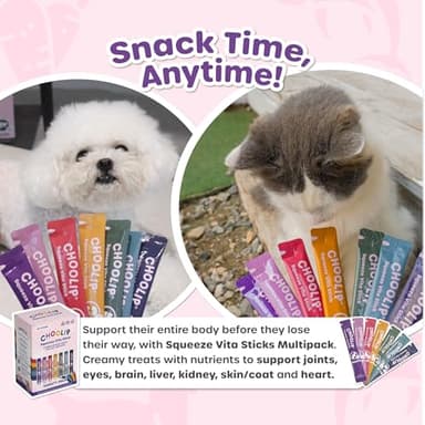 Choolip Squeeze Vita Stick Lickable Cat and Dog Treats – 49-Count Variety Pack with Multivitamins, Soft Squeezable Paste for All Life Stages, Supporting Overall Health - Box with 7 Pouches - Image 7
