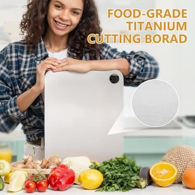 Titanium Cutting Board for Kitchen, 100% Pure Titanium Cutting Boards, Double Sided Food Grade Metal Cutting Board for Meat Fruits and Vegetables, Easy to Clean & Store (L, 14.2"L x 9.8"W) - Image 5