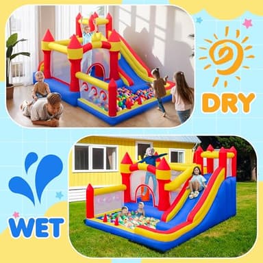 Liaakrr Bounce House, 8-in-1 Bounce House for Kids, Bouncy House with Slide, Climbing Wall, Ball Pit, Obstacles, Trampoline & Basketball Hoop – Includes Blower for Indoor & Outdoor - Image 5