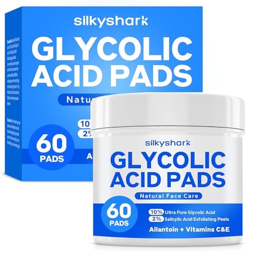 SilkyShark Glycolic Acid Resurfacing Pads (60 Count), 10% Ultra Pure + 2% Salicylic Acid, Exfoliating Peel Pads for Face, Effective Chemical Peel, Radiant Skin Renewal - Image 1