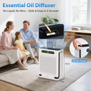Air Purifiers for Home Large Room Up to 2600 Ft², HEPA Air Purifier with Washable Filter & Air Quality Display, Powerful Turbo Mode Air Cleaner for Pet Hair Odors Smoke Dust - Image 9