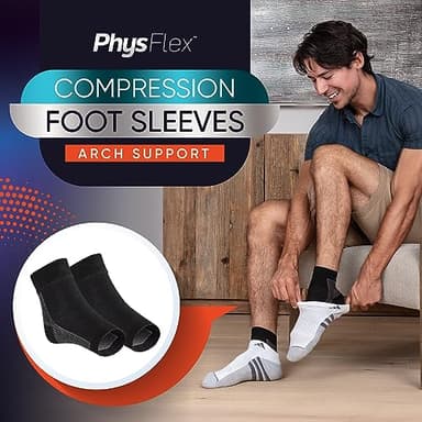 PhysFlex Compression Socks for Plantar Fasciitis, Achilles Tendonitis Relief - (1 Pair) Ankle Compression Sleeve for Heel Spurs, Foot Swelling & Fatigue - Arch Support Brace for Everyday Use - Image 6