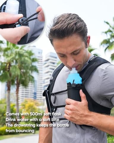 Zelvot Running Vest for Men Women, USA Original Patent, Adjustable Chest Straps Running Hydration Vest with 500ml Soft Flask, Lightweight Breathable Reflective Running Vest for Hiking - L/XL - Image 3
