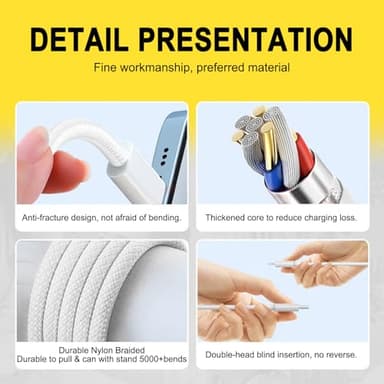 6FT 20W USB Type C Fast Charger Block for iPhone 16e 17 16 15 Pro MaX,AirPods 4 4th, AirPods Pro 3 2 2nd, iPad Pro Air 13/12.9,iPad 10th Tablet,Samsung Galaxy A16 A15 A14 5G A54 A03S A53 A23 A34 - Image 5