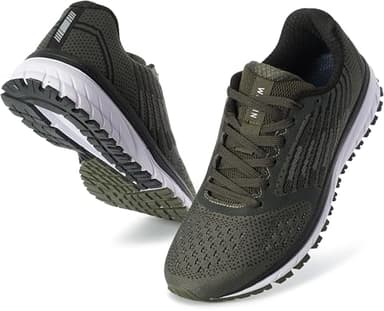 Joomra Whitin Men Running Sneakers Walking Workout Gym Jogging Shoes Size 10 Army Green Casual Knit Cool Trekking Treadmill Athletic Male Runny Tennis Comfortable Footwear 44 - Image 1