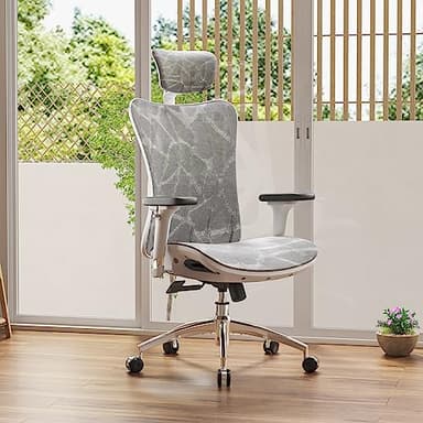 SIHOO M57 Ergonomic Office Chair with 3 Way Armrests Lumbar Support and Adjustable Headrest High Back Tilt Function Light Grey, M57-M114 - Image 2