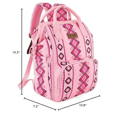 Wrangler Diaper Bag Backpack Aztec Travel Backpack Purses Western Multi-Function Baby Bags for Mom with Waterproof Insulated Pockets - Image 9