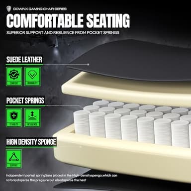 Dowinx Gaming Chair with Heated Massage Lumbar Support, Ergonomic Gaming Computer Chairs with Footrest and Pocket Spring Cushion, Big and Tall PC Gamer Chair for Adult, 330lbs, Green - Image 6