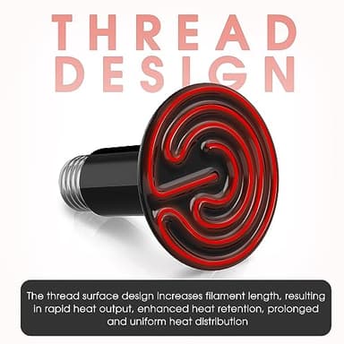 Ceramic Heat Emitter for Reptiles, 2 Pack 100W Heat Lamp Bulb, E26 Ceramic Reptile Heat Bulb Black, No Light Emitting Heat Lamp for Amphibian Pet, Heat Bulb for Bearded Dragon Turtle Snake Lizard - Image 4