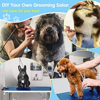 Lyromix 46''Large Dog Grooming Table, Adjustable Cat Drying Desktop with Arms, Nooses, Mesh Tray, Foldable Pet Station at Home, Maximum Capacity Up to 330Lb, 46inch, Blue - Image 7