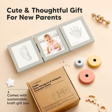 Baby Shower Gifts for Boys, Girls - Baby Hand and Footprint Kit, Newborn Handprint Kit, Keepsake Photo Frame, Nursery Picture Frame, Gender-Neutral Newborn Keepsake Gifts (Cloud Gray) - Image 5