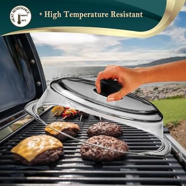 Tall Glass Microwave Splatter Cover for Food - Cookware & Bakeware Serving Dish Cover, Plate Splatter Guard Lid with Easy Grip Silicone Handle Knob - 100% Food Grade BPA Free & Dishwasher Safe - 10in. - Image 6