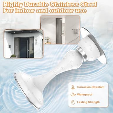 Crosize Magnetic Door Stoppers 2 Pack, Stainless Steel Door Stops for Wall and Floor Mounting, Door Holder Keep Door Open, No Drilling Door Stop with Adhesive Tapes, White - Image 6